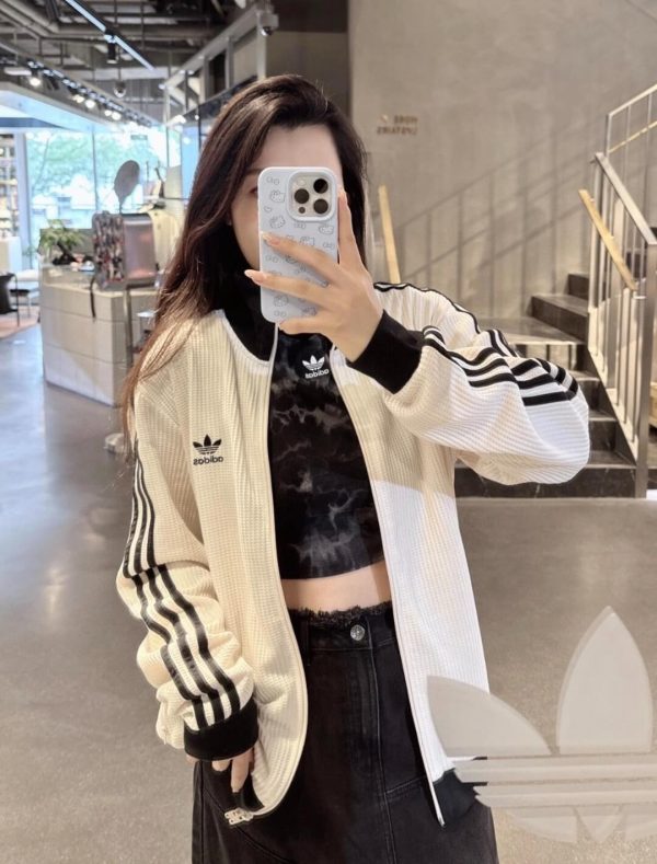 Adidas Adicolor Heritage Now Striped Track Collar Jacket- Off-White