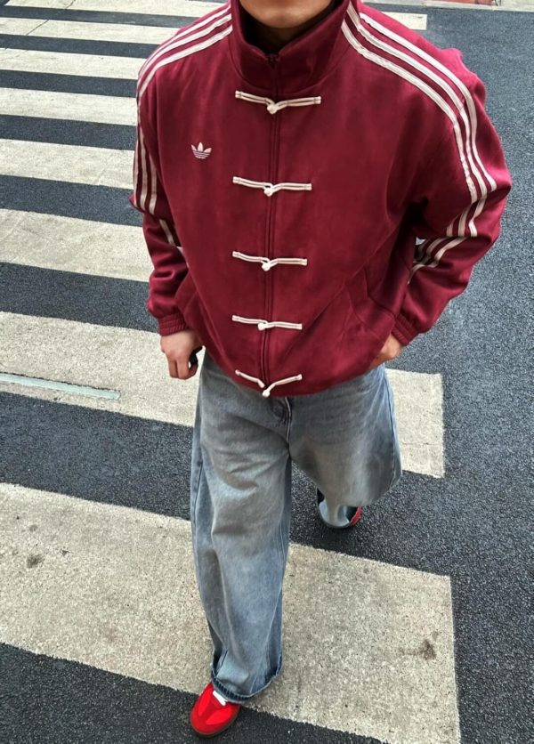 Adidas CTT Chinese Track Top 3.1 Suede Tang Suit Jacket- Maroon