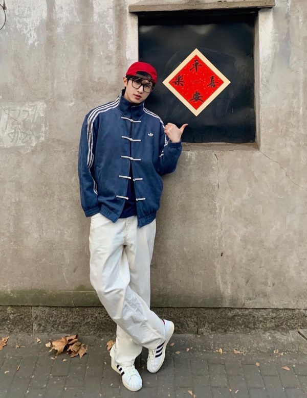 Adidas CTT Chinese Track Top 3.1 Suede Tang Suit Jacket- Navy Blue