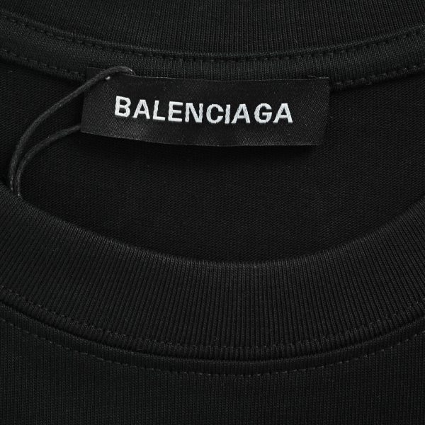 Balenciaga Black Logo-Print Cotton-Jersey T-Shirt- Black