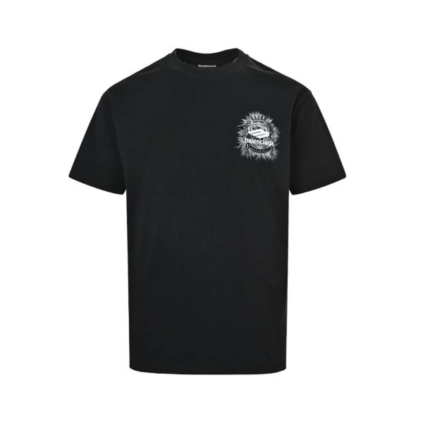 Balenciaga Black Logo-Print Cotton-Jersey T-Shirt- Black
