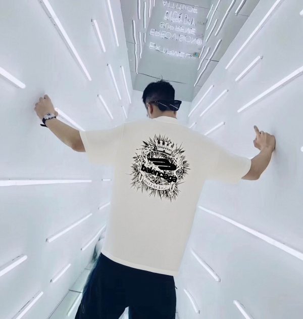 Balenciaga Black Logo-Print Cotton-Jersey T-Shirt- White (1) Balenciaga Black Logo-Print Cotton-Jersey T-Shirt- White