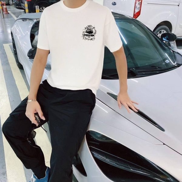 Balenciaga Black Logo-Print Cotton-Jersey T-Shirt- White (2) Balenciaga Black Logo-Print Cotton-Jersey T-Shirt- White