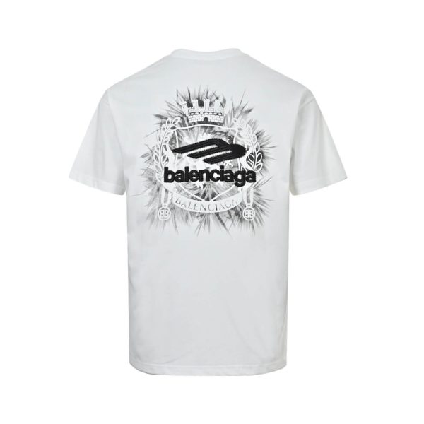 Balenciaga Black Logo-Print Cotton-Jersey T-Shirt- White (7) Balenciaga Black Logo-Print Cotton-Jersey T-Shirt- White