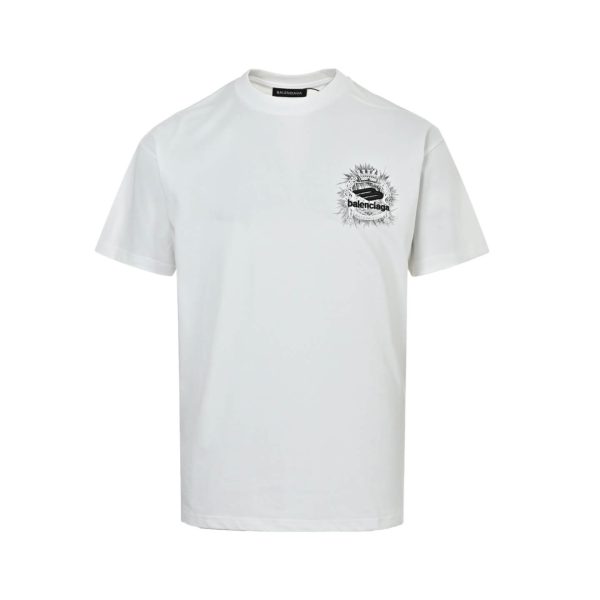 Balenciaga Black Logo-Print Cotton-Jersey T-Shirt- White (8) Balenciaga Black Logo-Print Cotton-Jersey T-Shirt- White