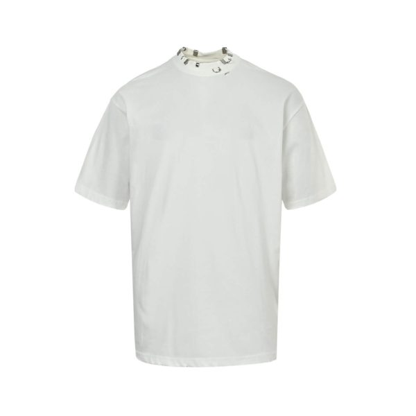Balenciaga Pierced distressed-effect cotton T-shirt- White