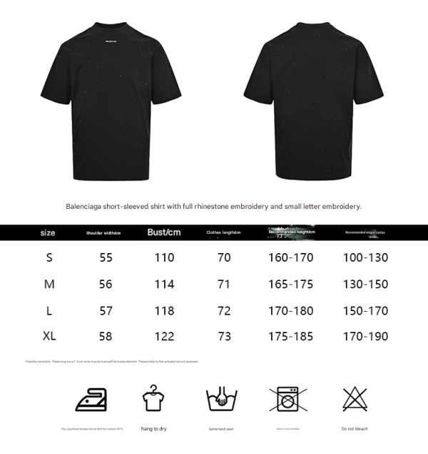 Balenciaga Rhinestone-Embellished T-shirt- Black