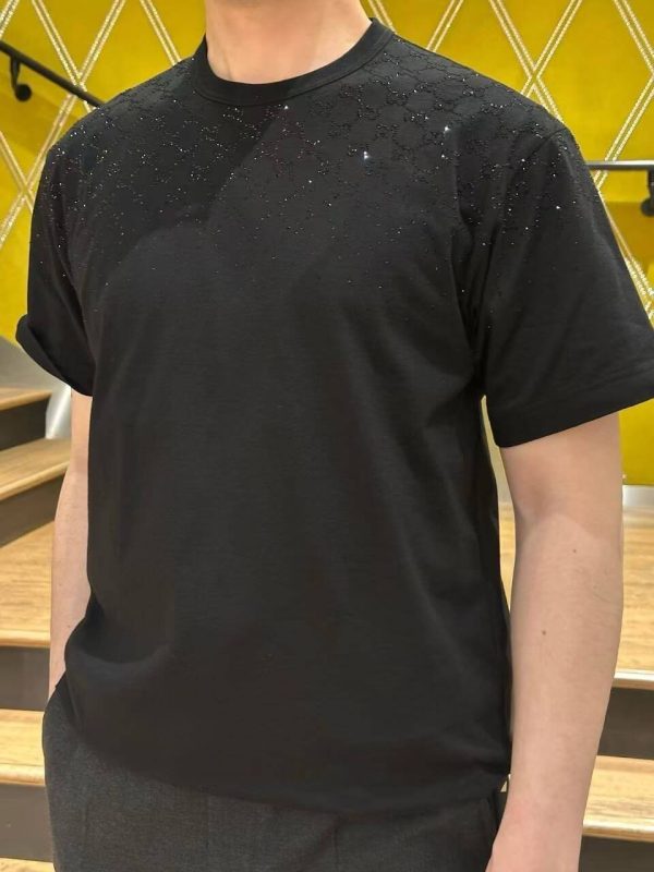 Balenciaga Rhinestone-Embellished T-shirt- Black