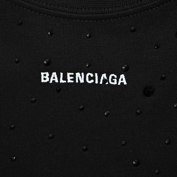 Balenciaga Rhinestone-Embellished T-shirt- Black