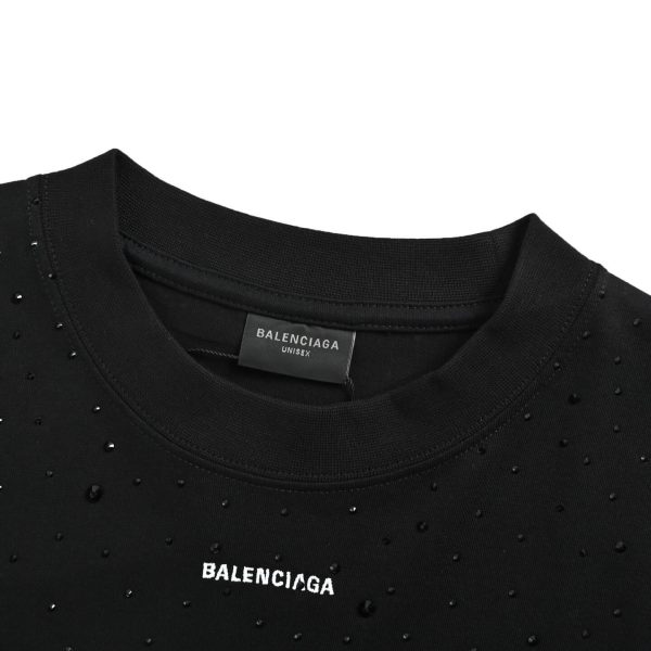 Balenciaga Rhinestone-Embellished T-shirt- Black