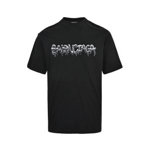 Balenciaga Slime Tee Print Short-Sleeve Shirt- Black