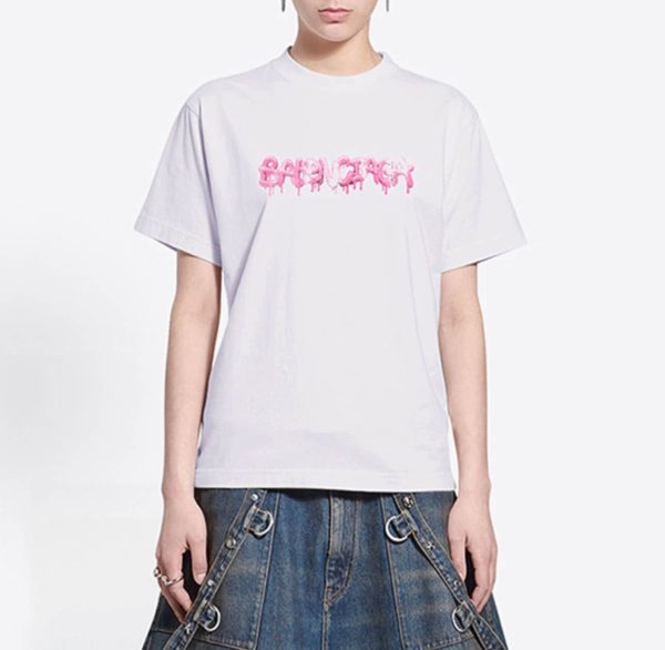 Balenciaga Slime Tee Print Short-Sleeve Shirt- White