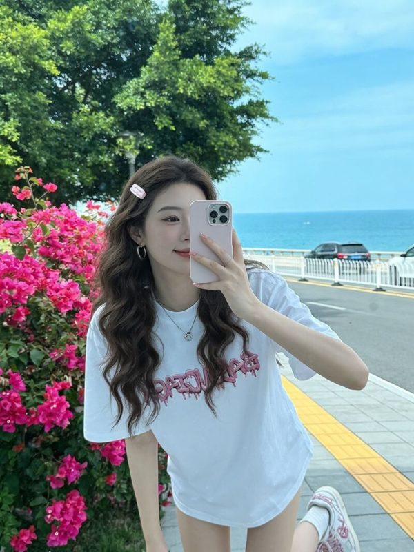 Balenciaga Slime Tee Print Short-Sleeve Shirt- White