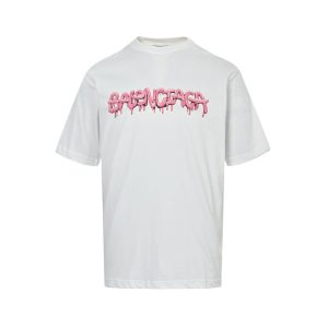 Balenciaga Slime Tee Print Short-Sleeve Shirt- White
