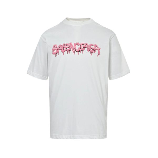 Balenciaga Slime Tee Print Short-Sleeve Shirt- White