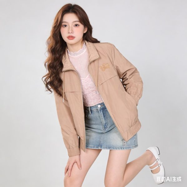 Burberry Lightweight Nylon Windbreaker Jacket- Beige