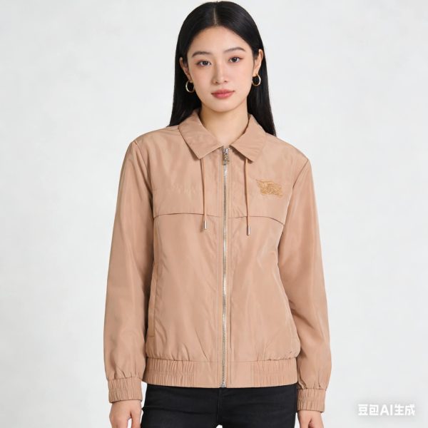 Burberry Lightweight Nylon Windbreaker Jacket- Beige