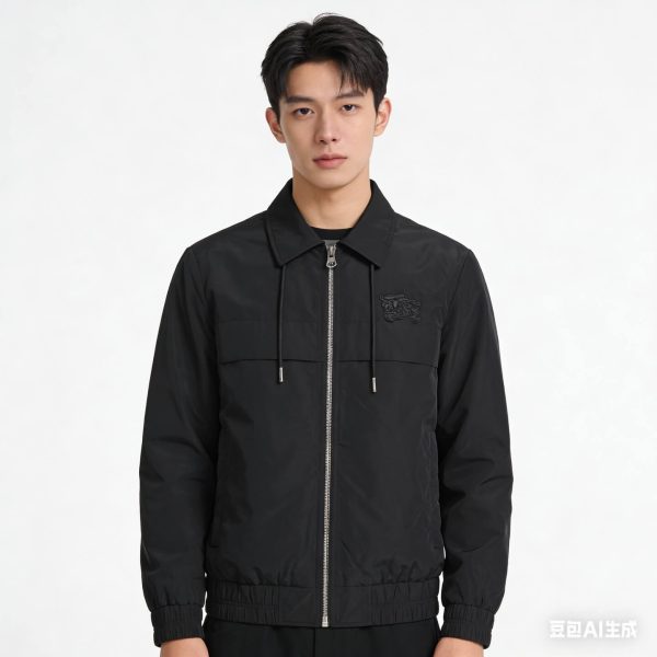 Burberry Lightweight Nylon Windbreaker Jacket- Black