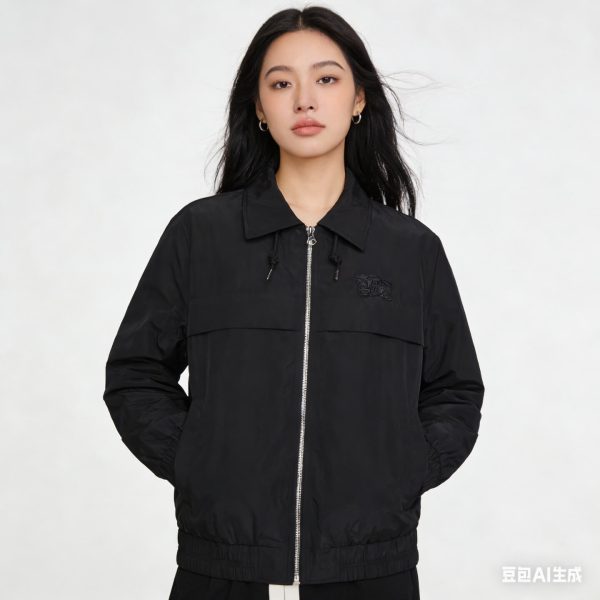Burberry Lightweight Nylon Windbreaker Jacket- Black