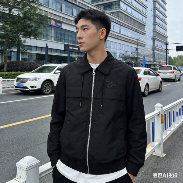 Burberry Lightweight Nylon Windbreaker Jacket- Black
