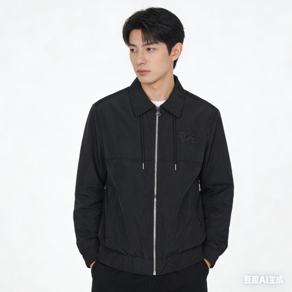 Burberry Lightweight Nylon Windbreaker Jacket- Black