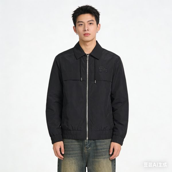 Burberry Lightweight Nylon Windbreaker Jacket- Black