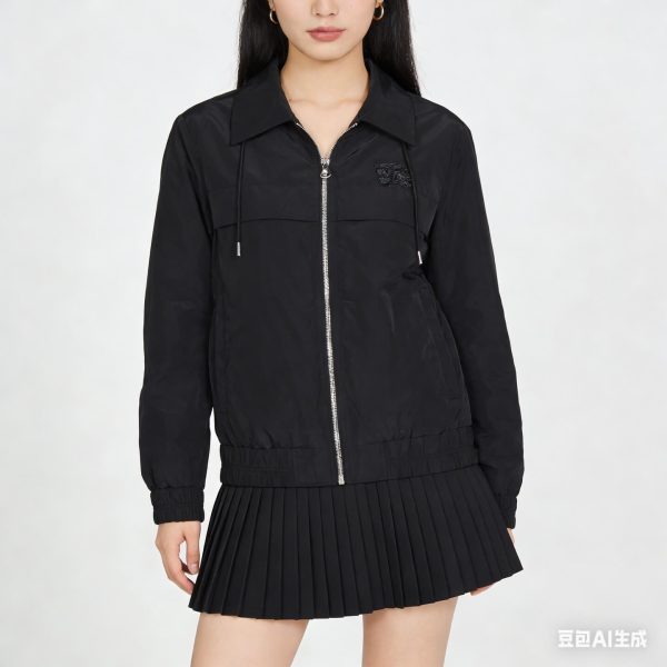 Burberry Lightweight Nylon Windbreaker Jacket- Black