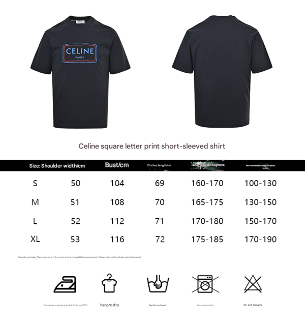 Celine Square Letter Print Short-Sleeved Shirt- Navy Blue