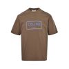Celine Square Letter Print Short-Sleeved Shirt- Brown