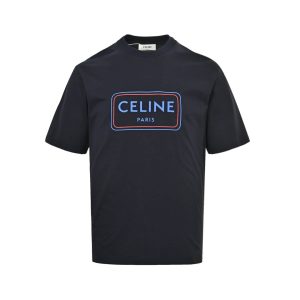 Celine Square Letter Print Short-Sleeved Shirt- Navy Blue (9) Celine Square Letter Print Short-Sleeved Shirt- Navy Blue