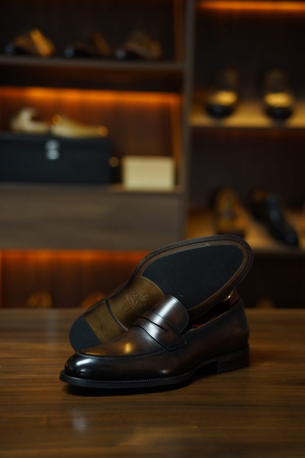 Chocolate Burnished Penny Loafer | The Artisanal Estate Edition