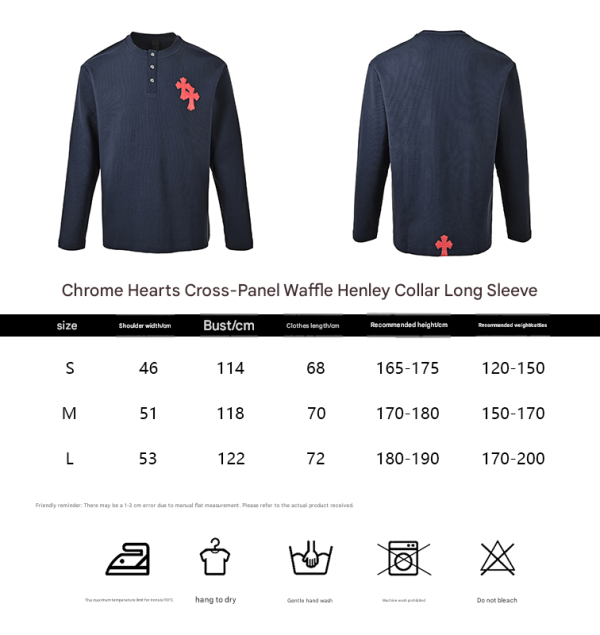 Chrome Hearts Waffle Thermal Cross Patch Henley- Navy Blue