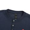 Chrome Hearts Waffle Thermal Cross Patch Henley- Navy Blue
