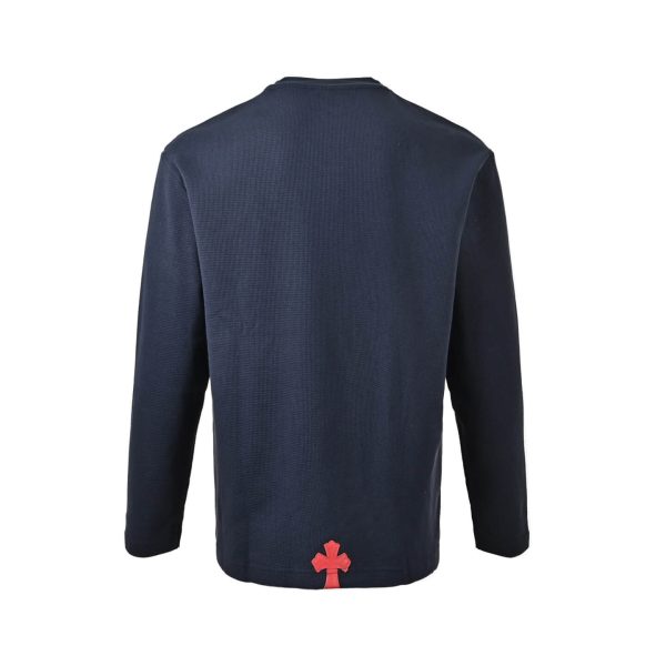 Chrome Hearts Waffle Thermal Cross Patch Henley- Navy Blue