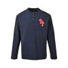 Chrome Hearts Waffle Thermal Cross Patch Henley- Navy Blue
