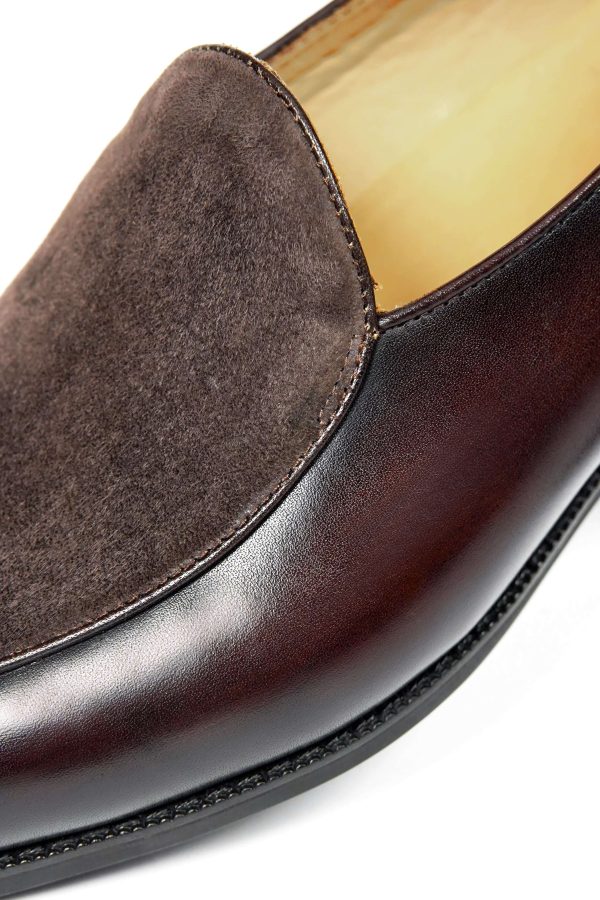 Coffee Leather & Suede "Velvet Crest" Loafer | The Summer Tuxedo Edition