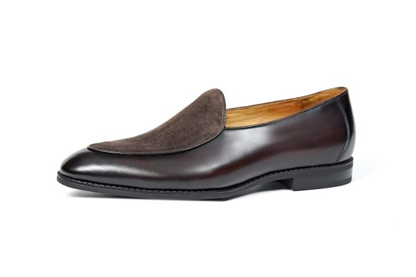 Coffee Leather & Suede "Velvet Crest" Loafer | The Summer Tuxedo Edition