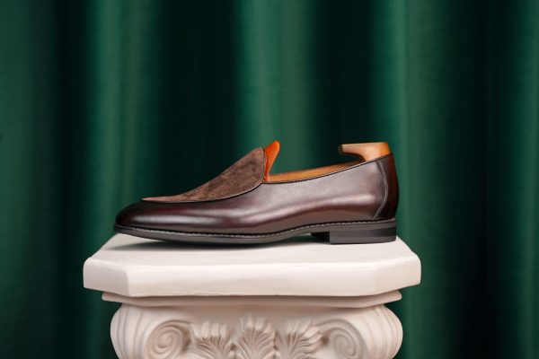 Coffee Leather & Suede "Velvet Crest" Loafer | The Summer Tuxedo Edition