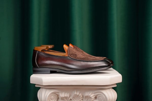 Coffee Leather & Suede "Velvet Crest" Loafer | The Summer Tuxedo Edition