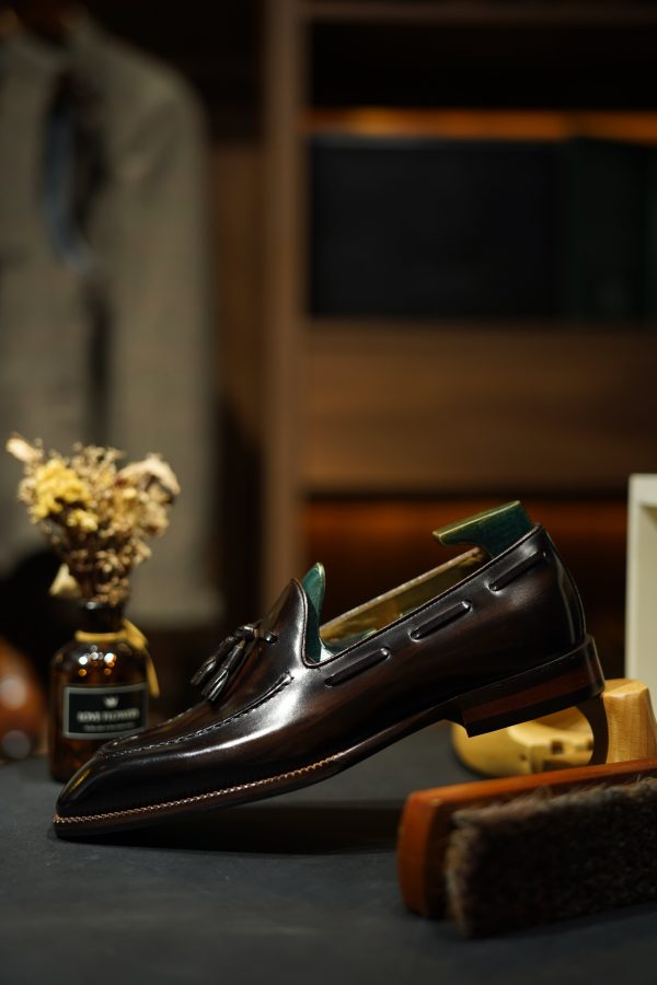 Dark-Brown-Hand-Painted-Patina-Tassel-Loafer (10) Dark Brown Hand-Painted Patina Tassel Loafer