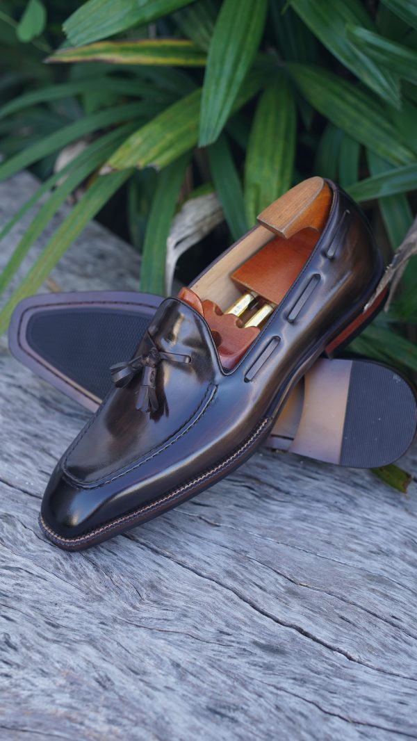 Dark-Brown-Hand-Painted-Patina-Tassel-Loafer (11) Dark Brown Hand-Painted Patina Tassel Loafer