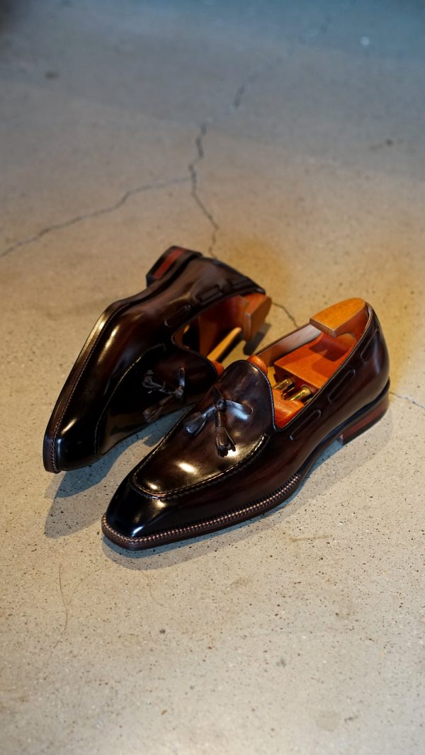 Dark-Brown-Hand-Painted-Patina-Tassel-Loafer (2) Dark Brown Hand-Painted Patina Tassel Loafer