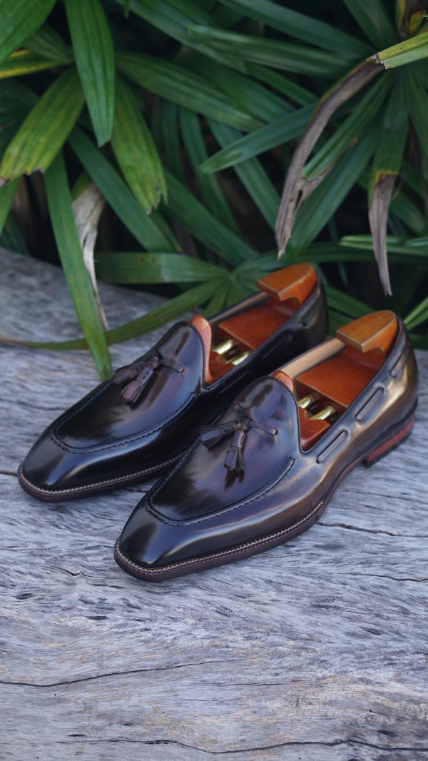 Dark-Brown-Hand-Painted-Patina-Tassel-Loafer (7) Dark Brown Hand-Painted Patina Tassel Loafer