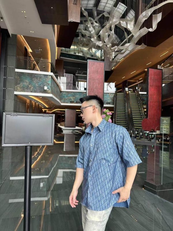 Dior Oblique Short-Sleeved Shirt- Blue