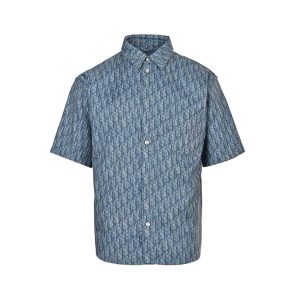 Dior Oblique Short-Sleeved Shirt- Blue