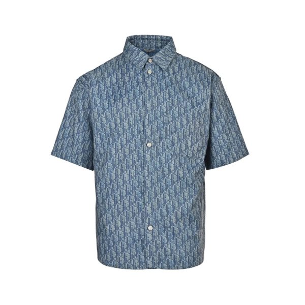 Dior Oblique Short-Sleeved Shirt- Blue