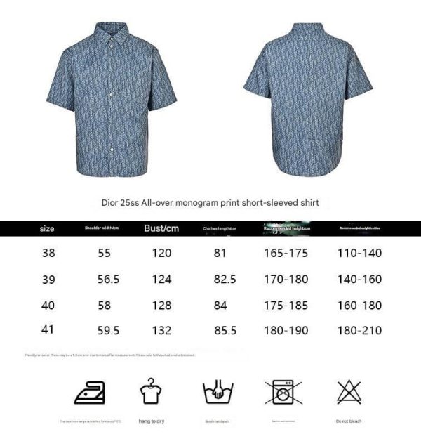 Dior Oblique Short-Sleeved Shirt- Blue