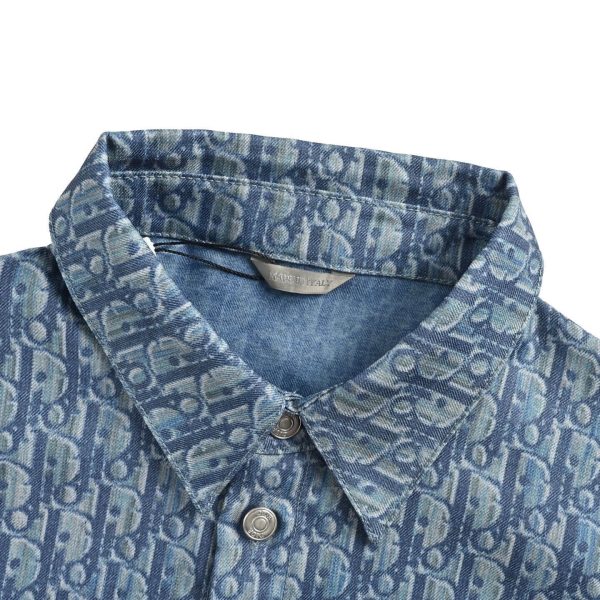 Dior Oblique Short-Sleeved Shirt- Blue