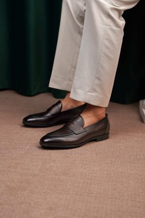 Espresso Grained Leather Penny Loafer | The Vineyard Edition
