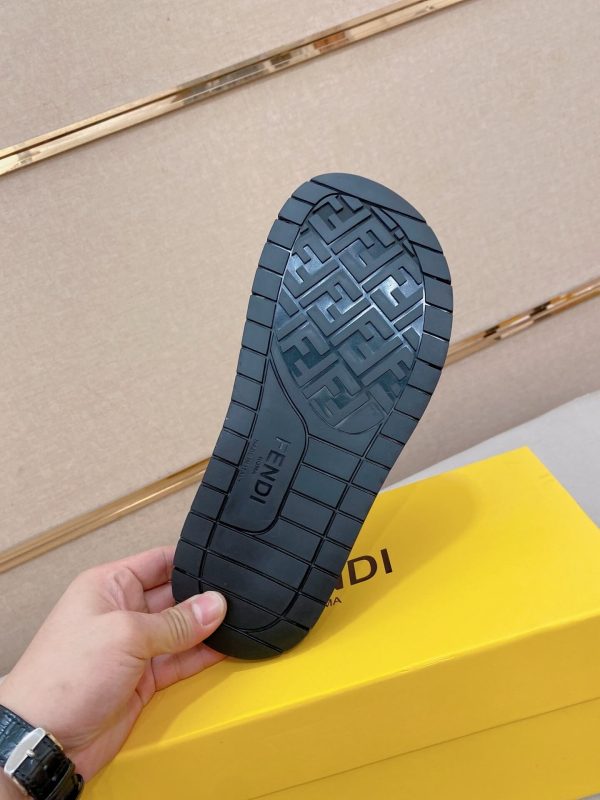 Fendi men's FF jacquard fabric slides.